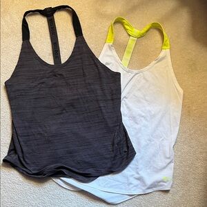 Nike Women's Black and White Tank Tops with Neon Accents Sz medium
